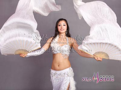 1.5m*0.9m white belly dance silk fan veil - Click Image to Close