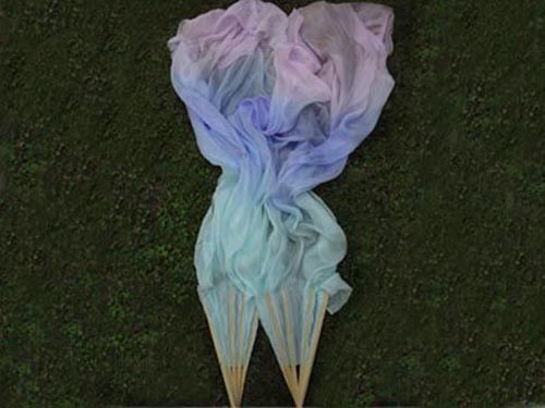 1.5m pastel color turquoise-blue-purple dance silk fan veil - Click Image to Close