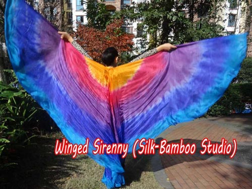 1 pair 6mm habotai silk belly dance silk wing, Iridescence - Click Image to Close