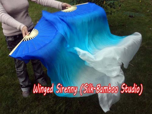 Grace 1.1m kids' belly dance silk fan veil - Click Image to Close