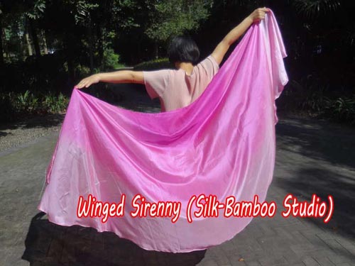 1 PIECE 6mm pink fading half circle belly dance silk veil - Click Image to Close
