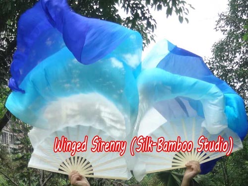 1.8m*0.9m Royalty belly dance silk fan veil - Click Image to Close