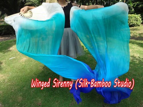 1.8m*0.9m Seacoast belly dance silk fan veil - Click Image to Close