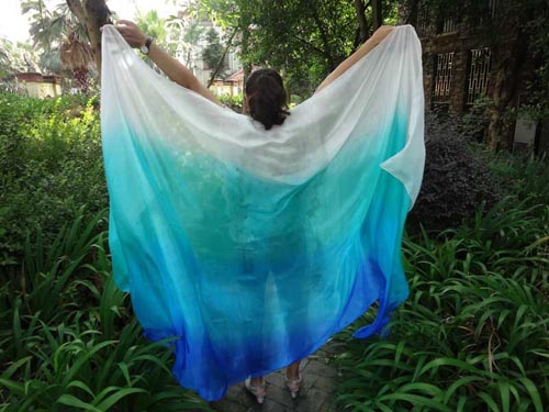 2.7m*1.4m Seacoast 5mm belly dance silk veil - Click Image to Close