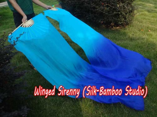 1.8m*0.9m turquoise-blue belly dance silk fan veil