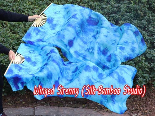 1.5m Blue Moon tie-dye belly dance silk fan veil