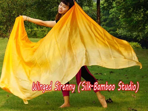 2.7m*1.1m orange fading 5mm belly dance silk veil - Click Image to Close