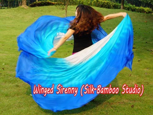 1 PIECE 6mm Royalty half circle belly dance silk veil - Click Image to Close