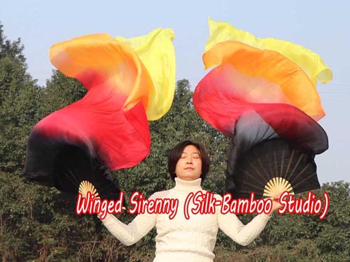 1.8m*0.9m Illumination belly dance silk fan veil - Click Image to Close