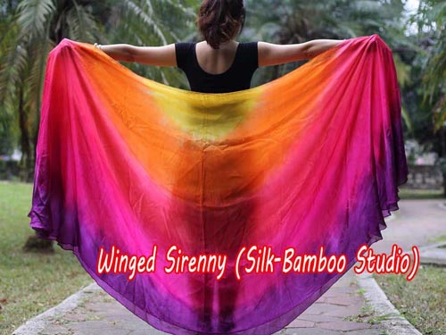 1 PIECE 6mm tie-dye Glamour half circle belly dance silk veil - Click Image to Close