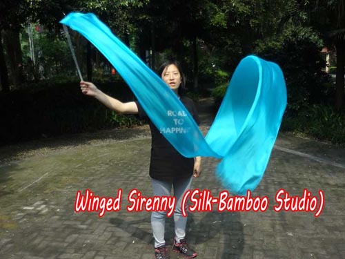1pc 4m*30cm turquoise silk dance streamer - Click Image to Close