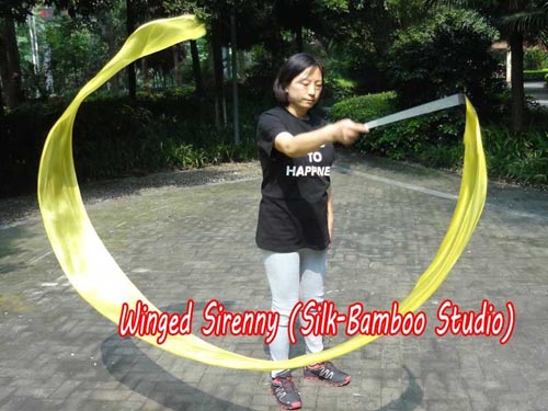 1pc 4m*30cm Yellow silk dance streamer - Click Image to Close