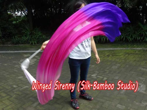 1pc 2.5m*90cm white-pink-purple 5mm silk dance throw streamer