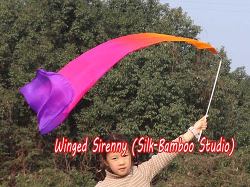 1pc orange-pink-purple 1.5m*30cm kids' 5mm silk dance streamer - Click Image to Close