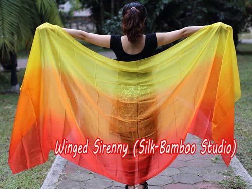 2.7m*1.1m Fire 5mm silk belly dance silk veil - Click Image to Close