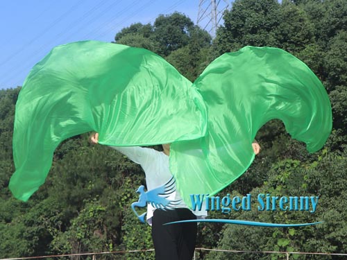 1 pair 180 cm (70") angel wing silk worship flex flag, green