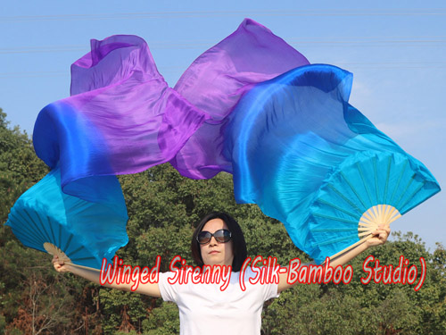 1.5m*0.9m Mystery belly dance silk fan veil - Click Image to Close