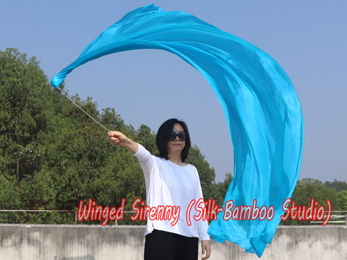 1pc 2.3M*0.9M turquoise 5mm silk dance veil poi