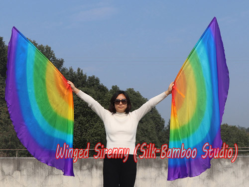 1 pair 180 cm angel wing silk worship flex flag, Rainbow