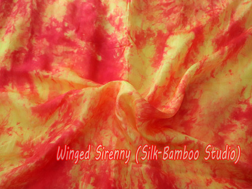 Yellow+red tie-dye silk fabric,various width&thickness, by yard