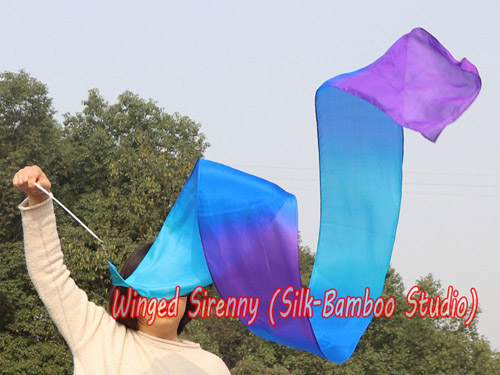 1pc 2.5m*30cm turquoise*blue*purple silk dance streamer