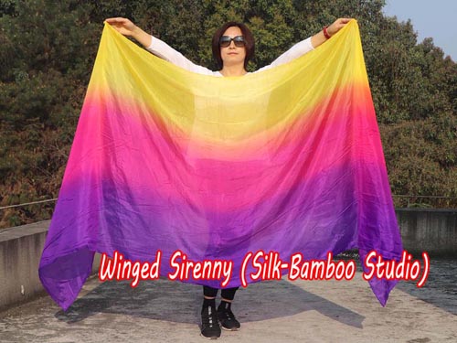 2.7m*1.1m purple-pink-yellow 5mm silk belly dance silk veil