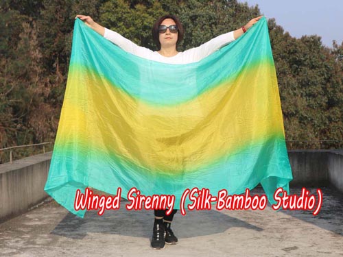 2.7m*1.1m peacock-yellow-peacock 5mm silk belly dance silk veil - Click Image to Close