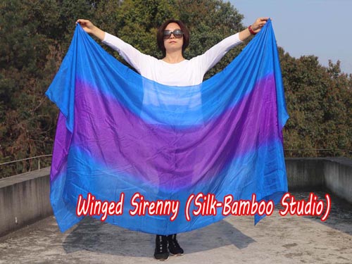 2.7m*1.1m blue-purple-blue 5mm silk belly dance silk veil