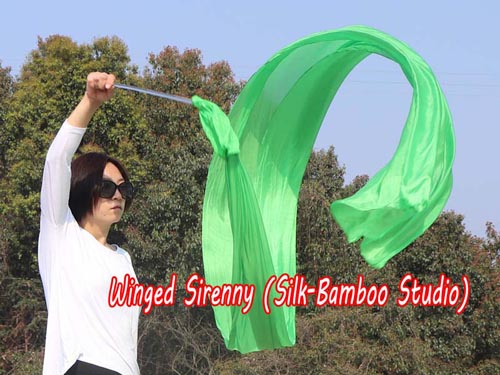 1pc 4m*0.9m green 5mm silk dance throw streamer