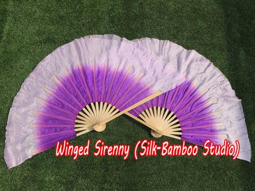 Purple fading Chinese silk short flutter dance fan