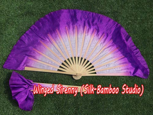 Light~dark purple Chinese silk short flutter dance fan