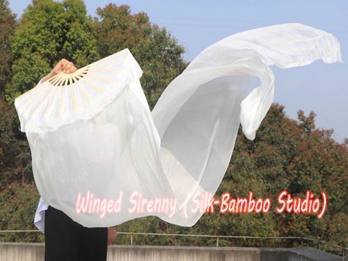3m white belly dance silk fan veil - Click Image to Close
