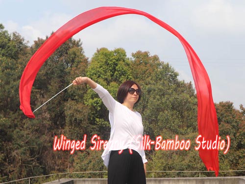 1pc 4m*30cm red silk dance streamer - Click Image to Close
