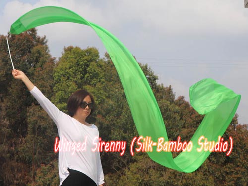 1pc 4m*30cm green silk dance streamer