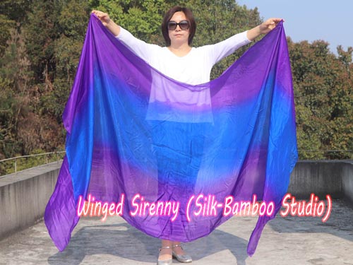 2.7m*1.1m purple-blue-purple 5mm silk belly dance silk veil