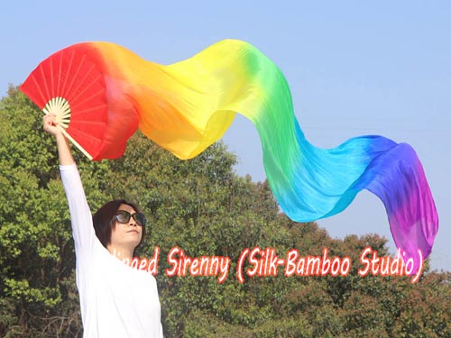 2.4m*0.9m Rainbow belly dance silk fan veil