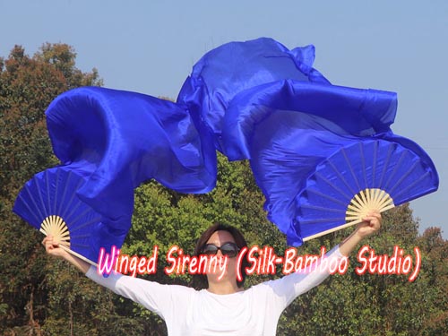 1.5m blue belly dance silk fan veil