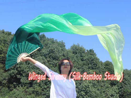 2.4m*0.9m Green Grass belly dance silk fan veil - Click Image to Close