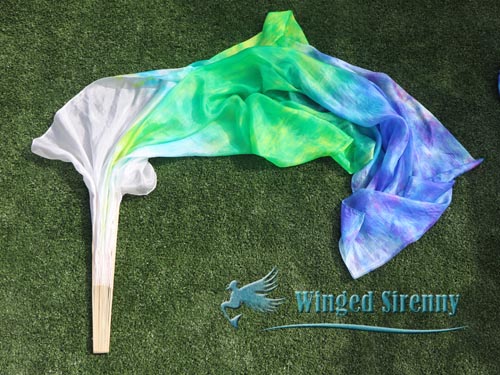 1.5m Meadow tie-dye belly dance silk fan veil