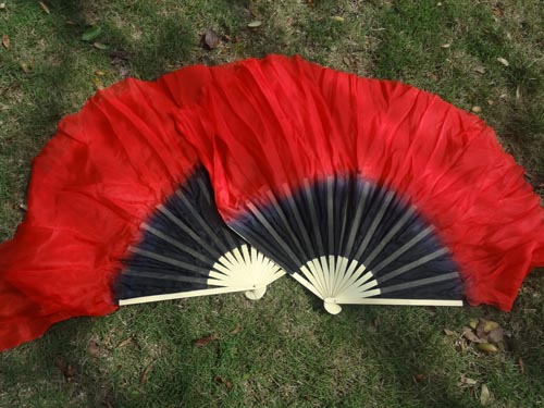 30cm bamboo+30cm silk black-red dance flutter