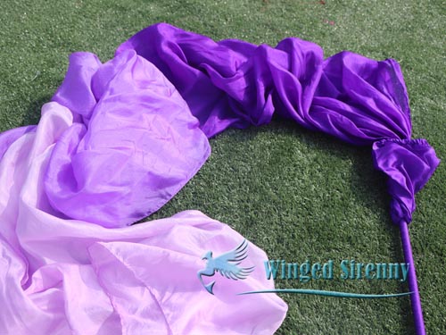 2.5m purple fading 5mm silk dance throw streamer