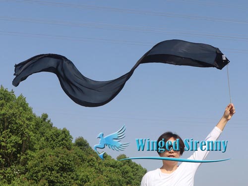 1pc 2.5m*30cm black silk dance streamer