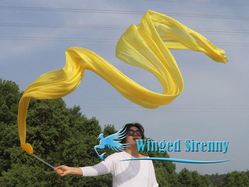 1pc 4m*0.9m yellow 5mm silk dance throw streamer