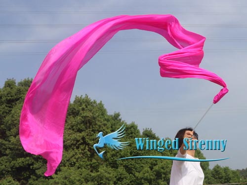 1pc 4m*0.9m pink 5mm silk dance throw streamer - Click Image to Close