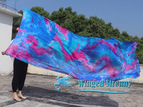 2.7m*1.1m tie-dye Mermaid Dream 5mm belly dance silk veil - Click Image to Close