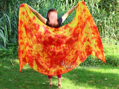 2.7m*1.1m Flame tie-dye 5mm belly dance silk veil - Click Image to Close