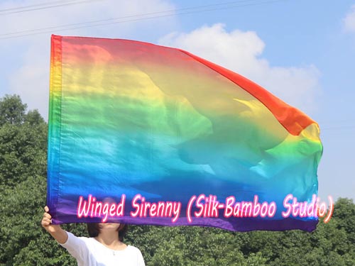 130 cm (51") prophetic silk worship flex flag, Rainbow