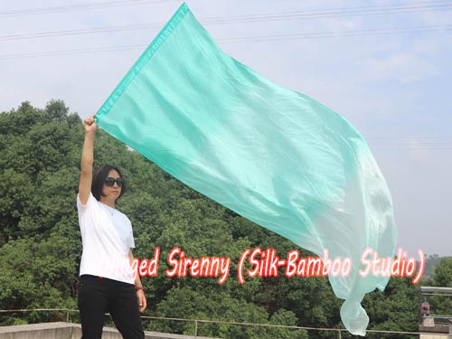 222 cm silk worship flex flag, peacock green fading
