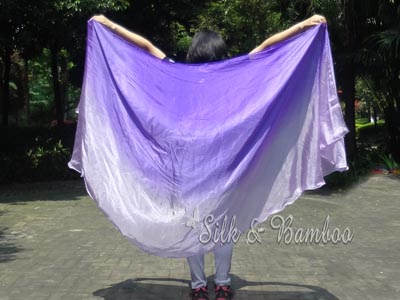 1 PIECE 6mm purple fading half circle belly dance silk veil