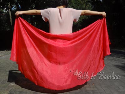 1 PIECE 6mm red half circle belly dance silk veil - Click Image to Close